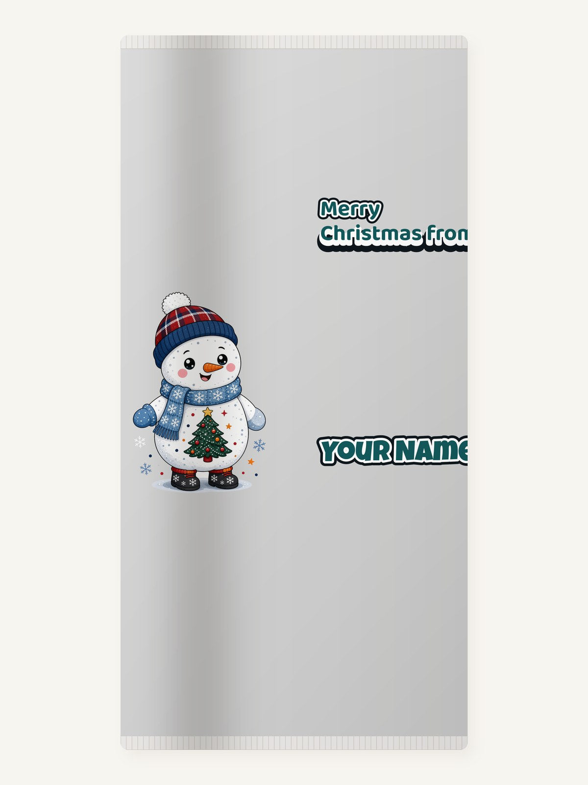 Little Snowman in a Beanie Personalised Beach Towel