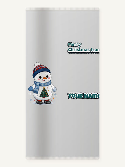Little Snowman in a Beanie Personalised Beach Towel