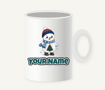 Little Snowman in a Beanie Personalised Christmas Mug