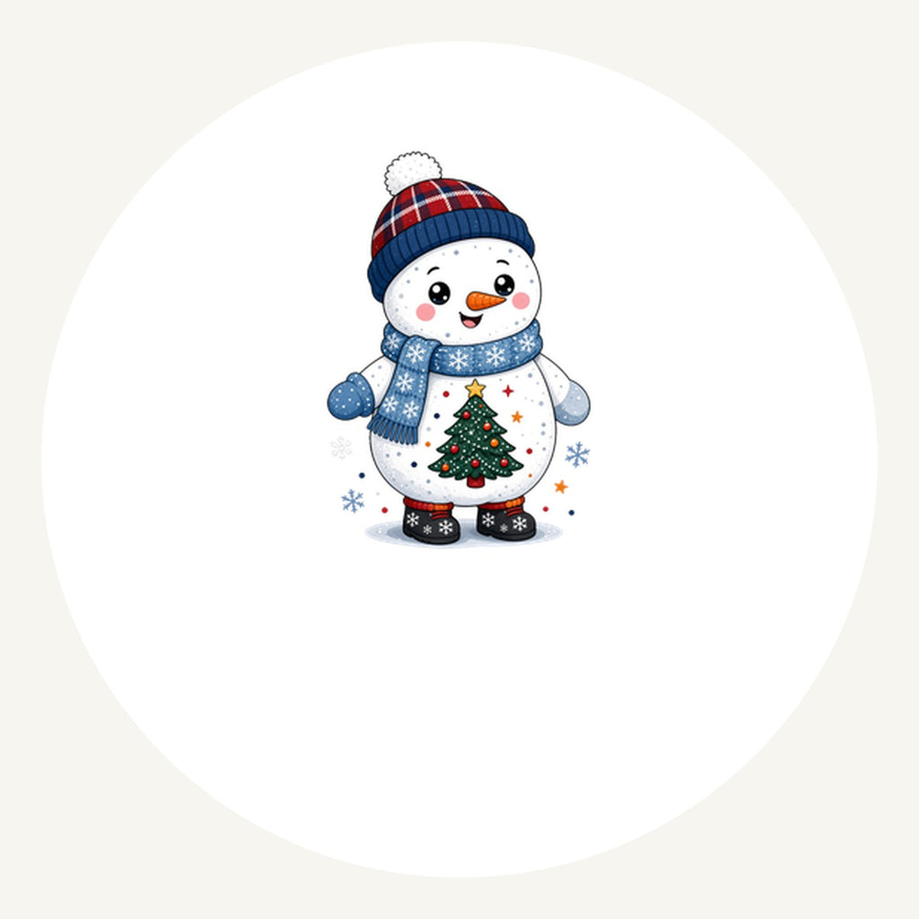 Little Snowman in a Beanie Christmas artwork, the design printed on the personalised ornament