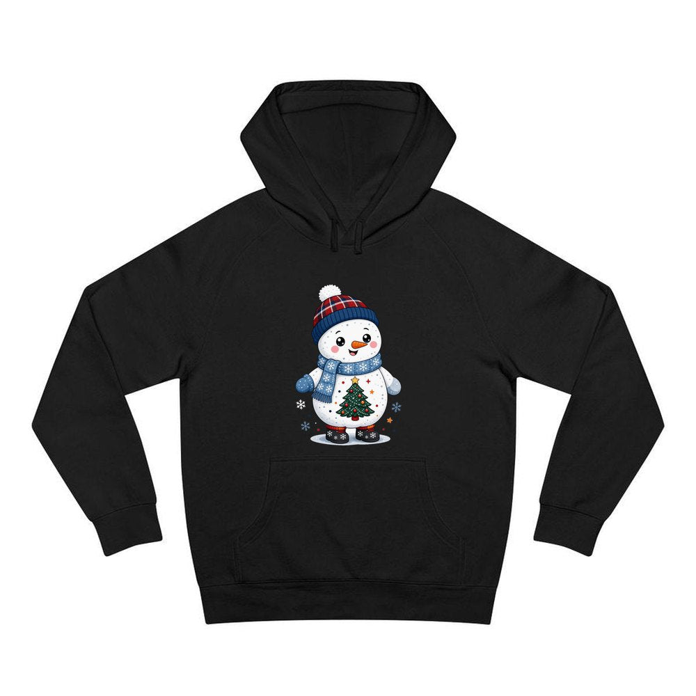 Little Snowman in a Beanie personalised Christmas hoodie in black