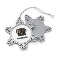 Lodge Fireplace and Stockings Personalised Pewter Christmas Ornament