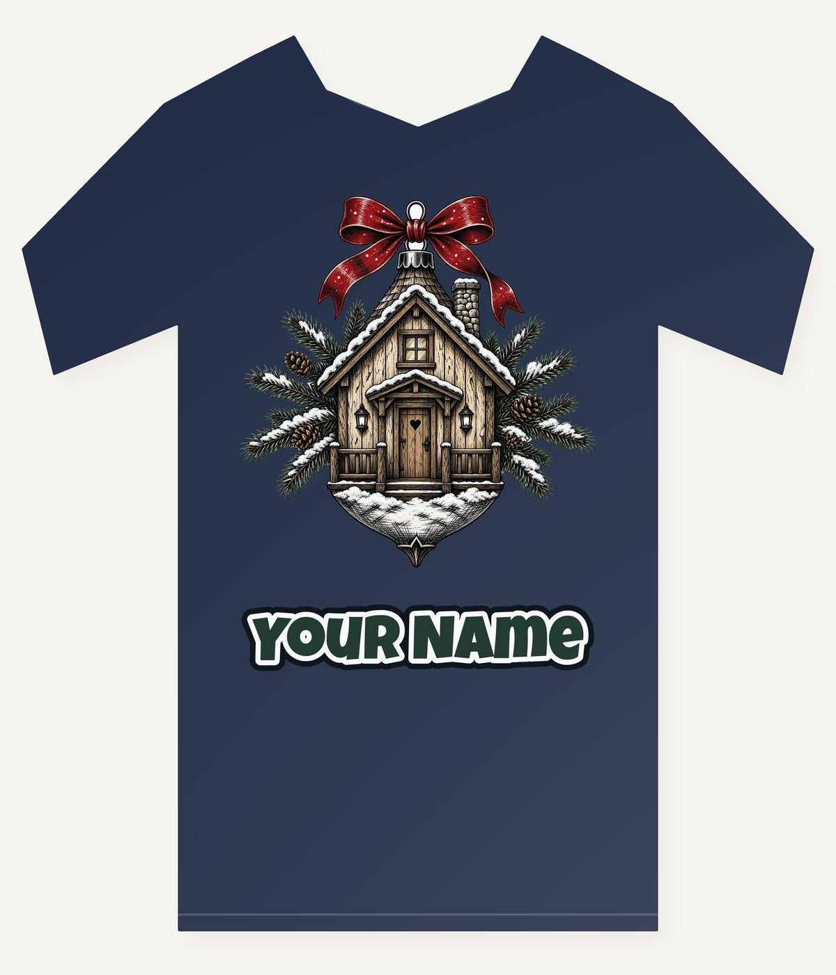Log Cabin Bauble Ornament Personalised Kids Tee and Baby Bodysuit