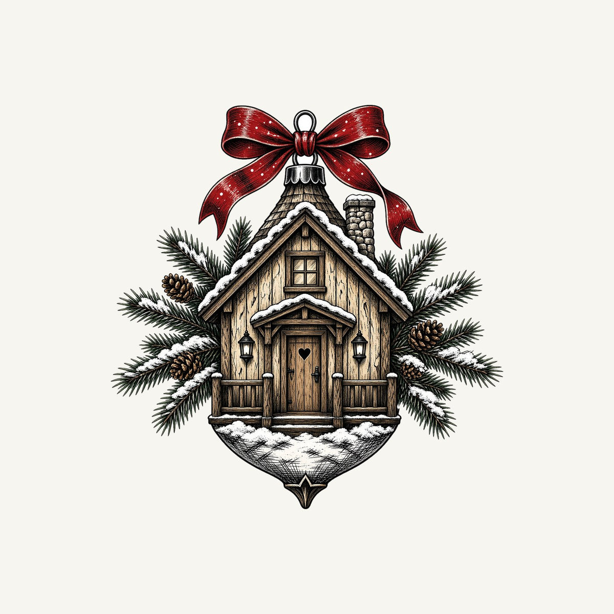 Log Cabin Bauble Ornament Personalised Kids Tee and Baby Bodysuit