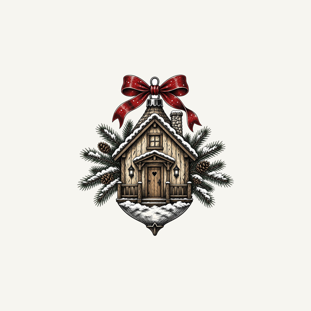 Log Cabin Bauble Ornament Personalised Christmas Mug