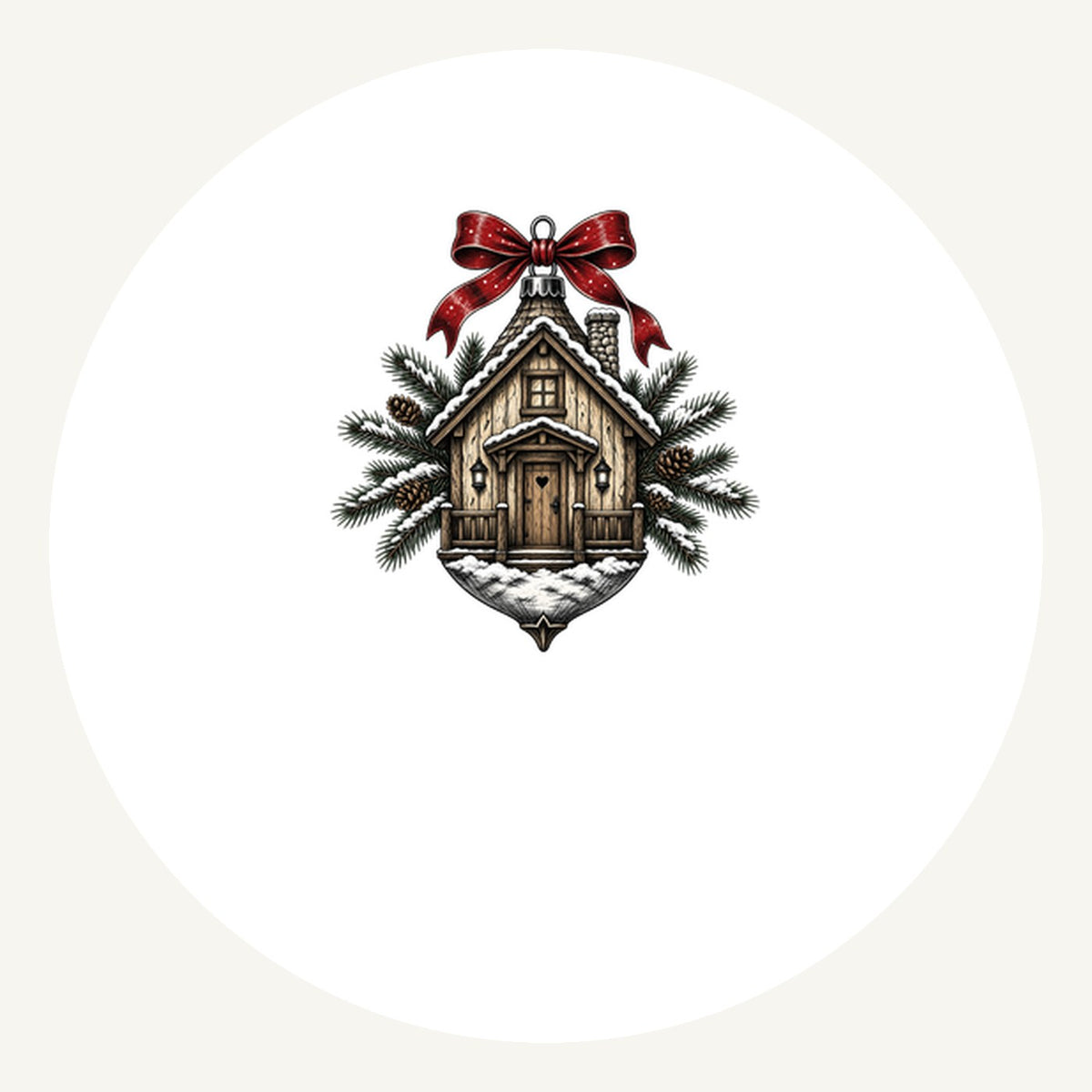 Log Cabin Bauble Ornament Personalised Pewter Christmas Ornament