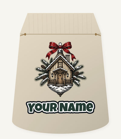 Log Cabin Bauble Ornament Personalised Santa Sack