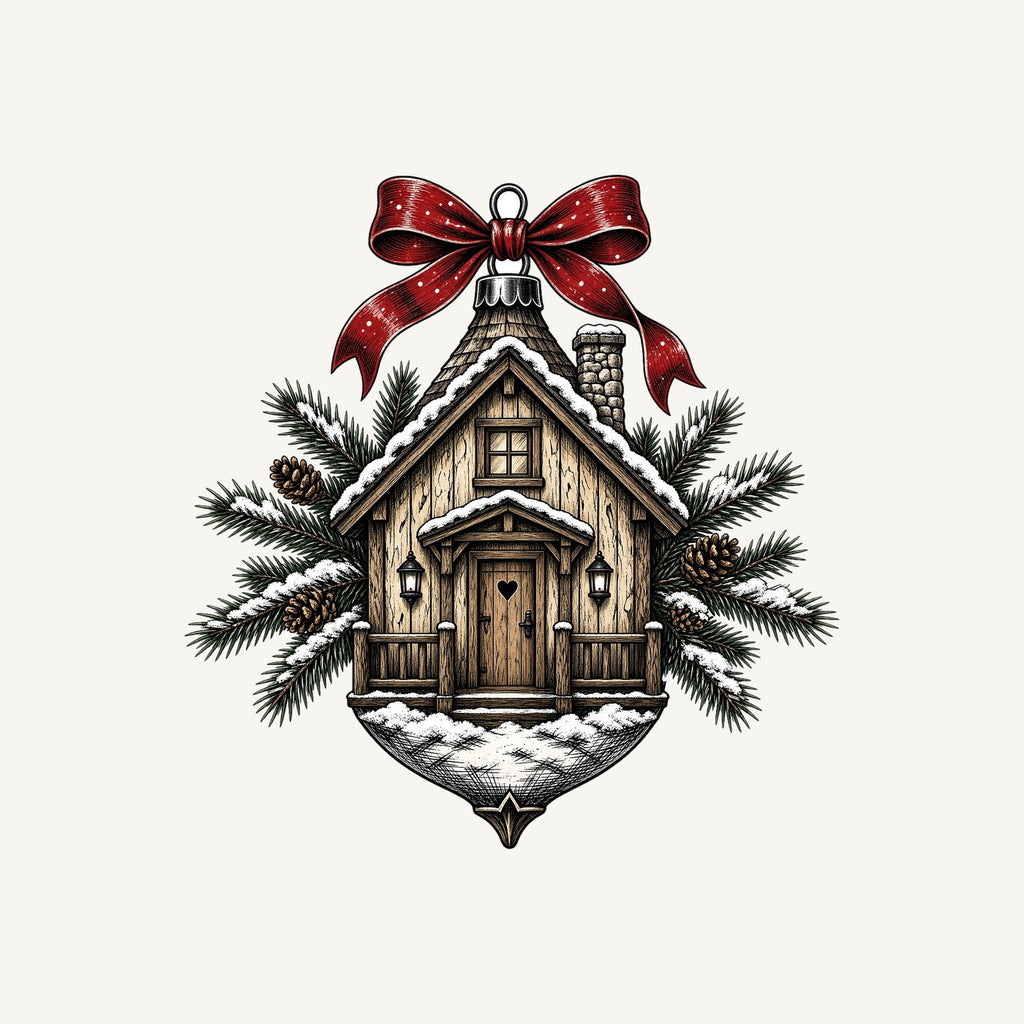 Log Cabin Bauble Ornament Personalised Santa Sack