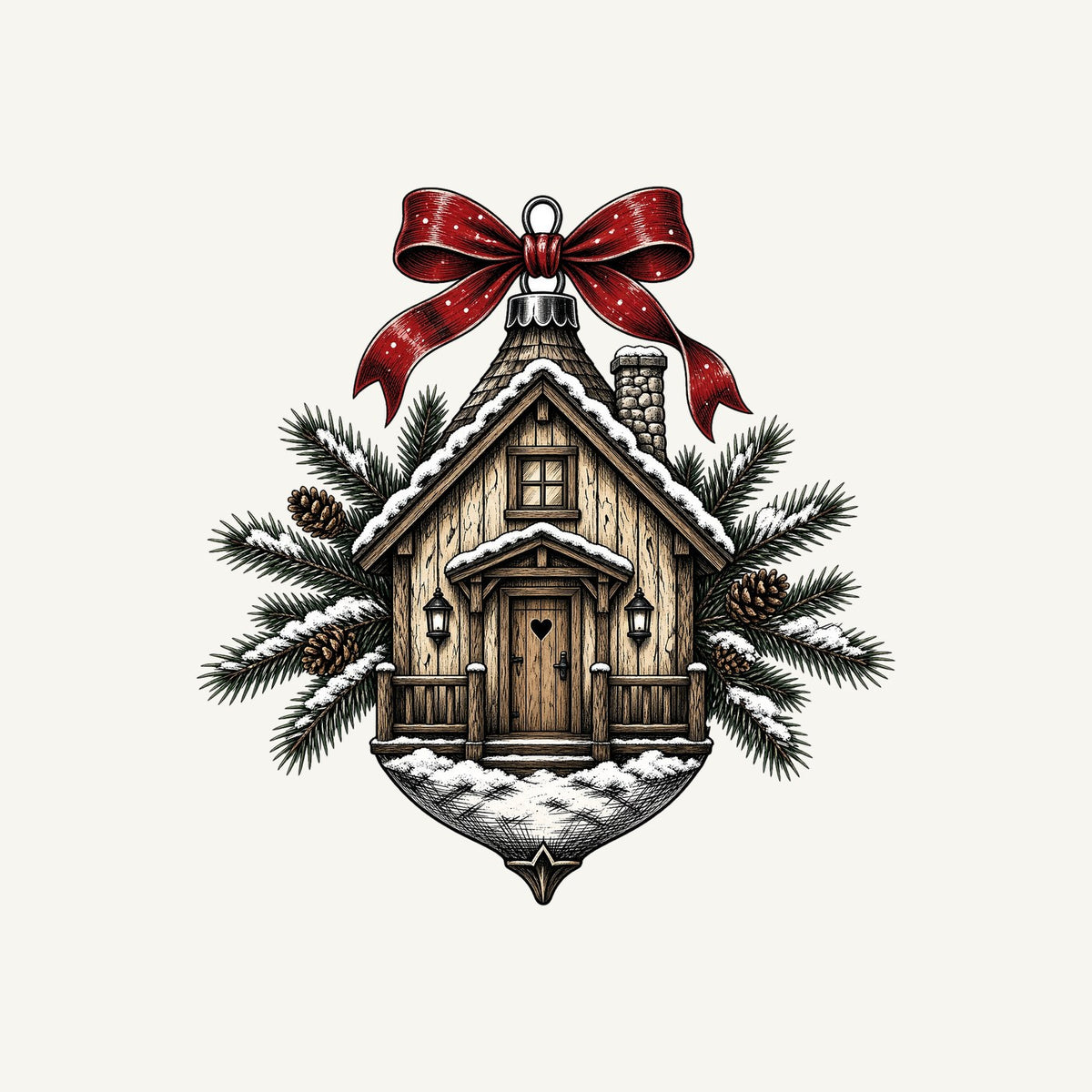 Log Cabin Bauble Ornament Personalised Santa Sack