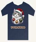Longhair Cat Christmas Personalised Kids Tee and Baby Bodysuit