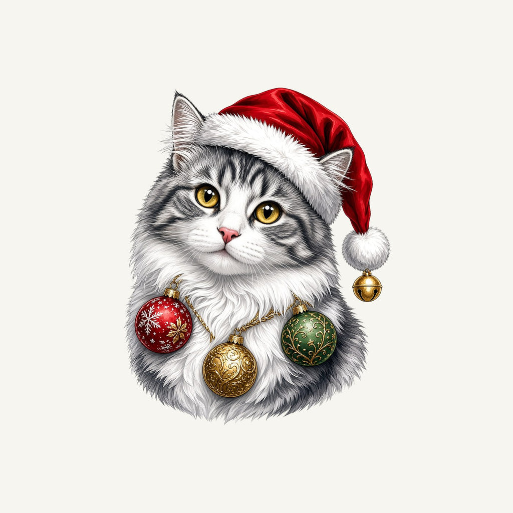 Longhair Cat Christmas Personalised Kids Tee and Baby Bodysuit