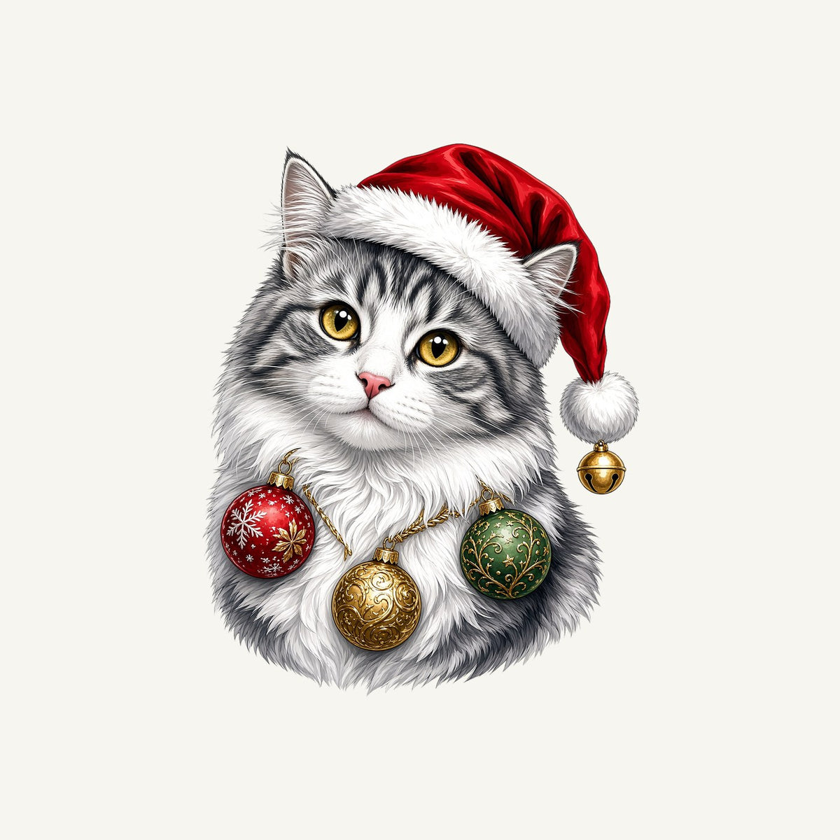 Longhair Cat Christmas Personalised Kids Tee and Baby Bodysuit