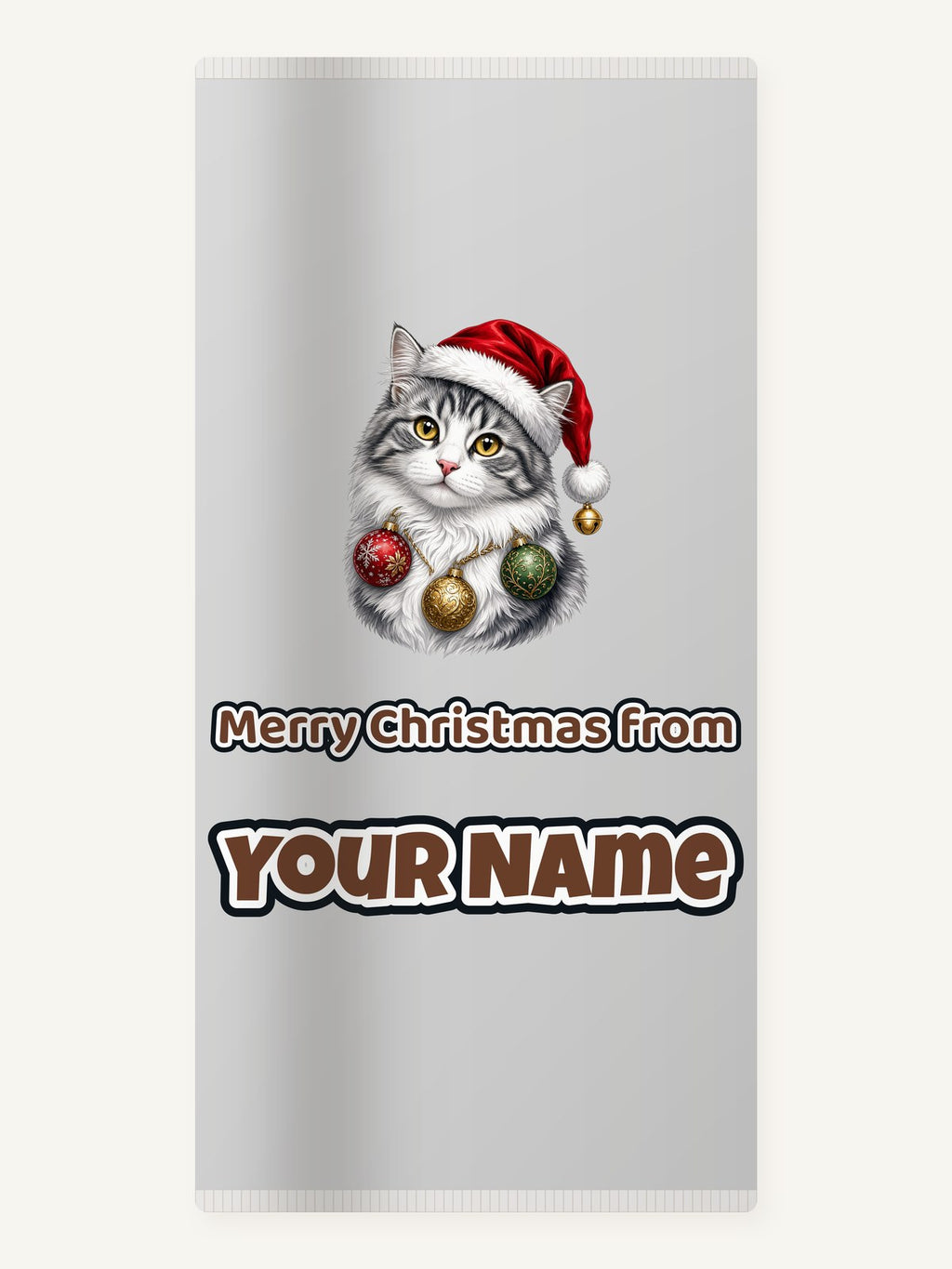 Longhair Cat Christmas Personalised Beach Towel