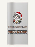 Longhair Cat Christmas Personalised Beach Towel
