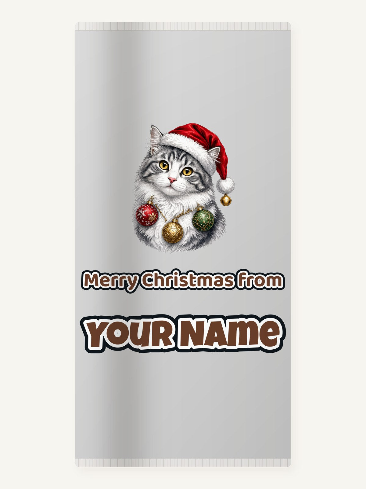 Longhair Cat Christmas Personalised Beach Towel