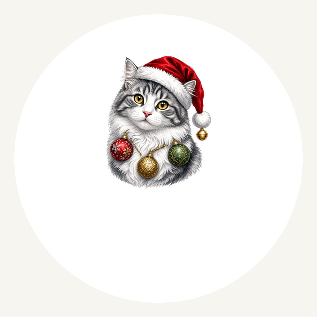 Longhair Cat Personalised Pewter Christmas Ornament