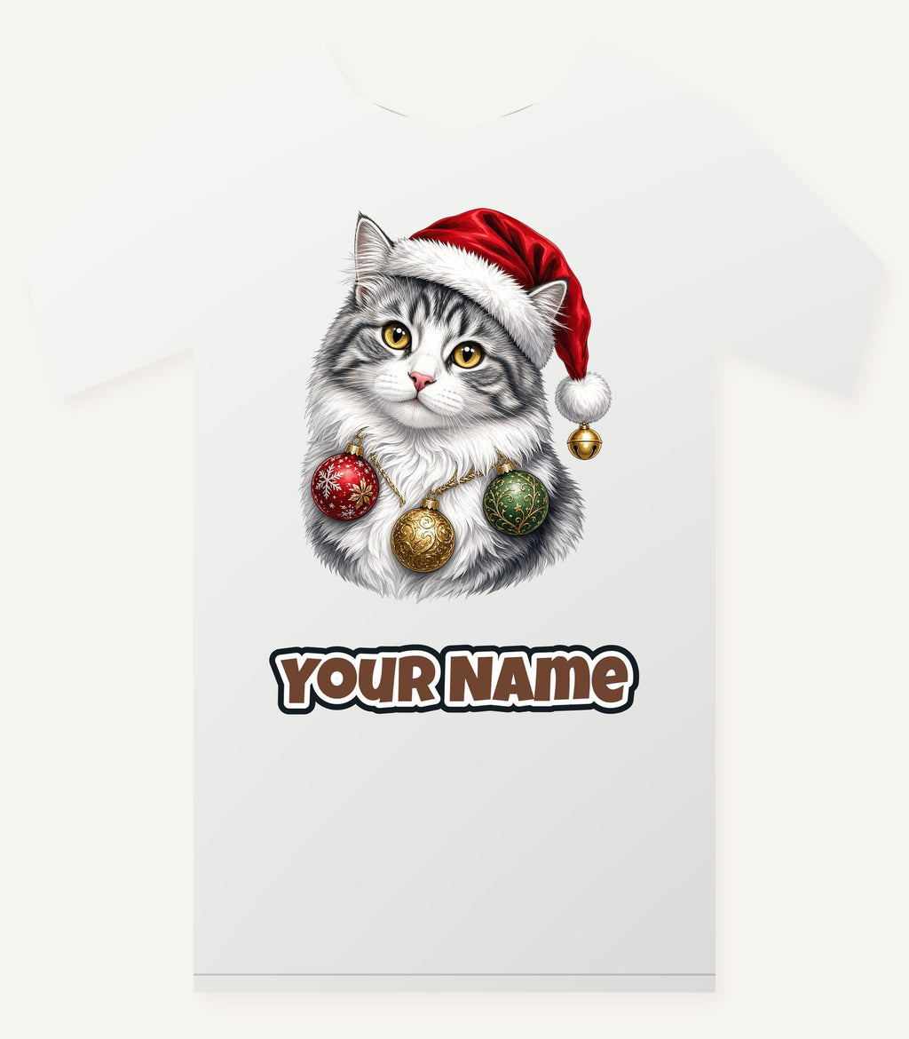 Longhair Cat Christmas Personalised Christmas T-Shirt and Hoodie