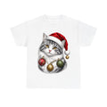 Longhair Cat Christmas design on a white tee