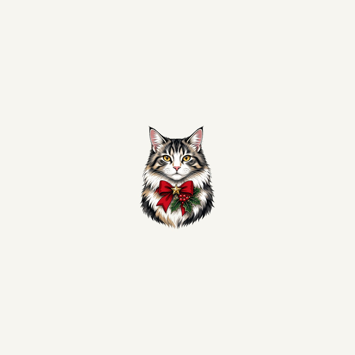 Longhaired Cat With Red Bow Personalised Beach Towel