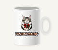Longhaired Cat With Red Bow Personalised Christmas Mug
