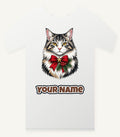 Longhaired Cat With Red Bow Personalised Christmas T-Shirt and Hoodie