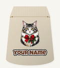 Longhaired Cat With Red Bow Personalised Santa Sack