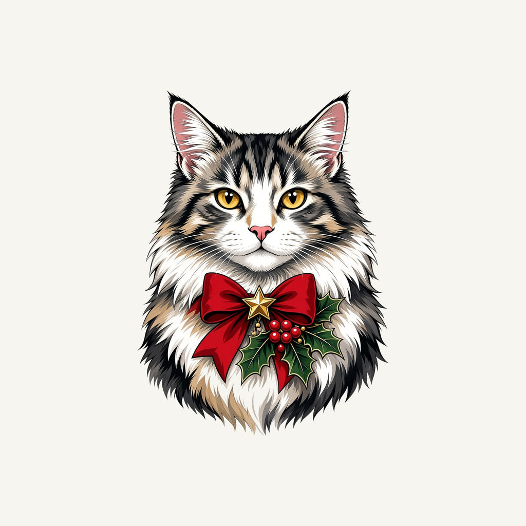 Longhaired Cat With Red Bow Personalised Santa Sack
