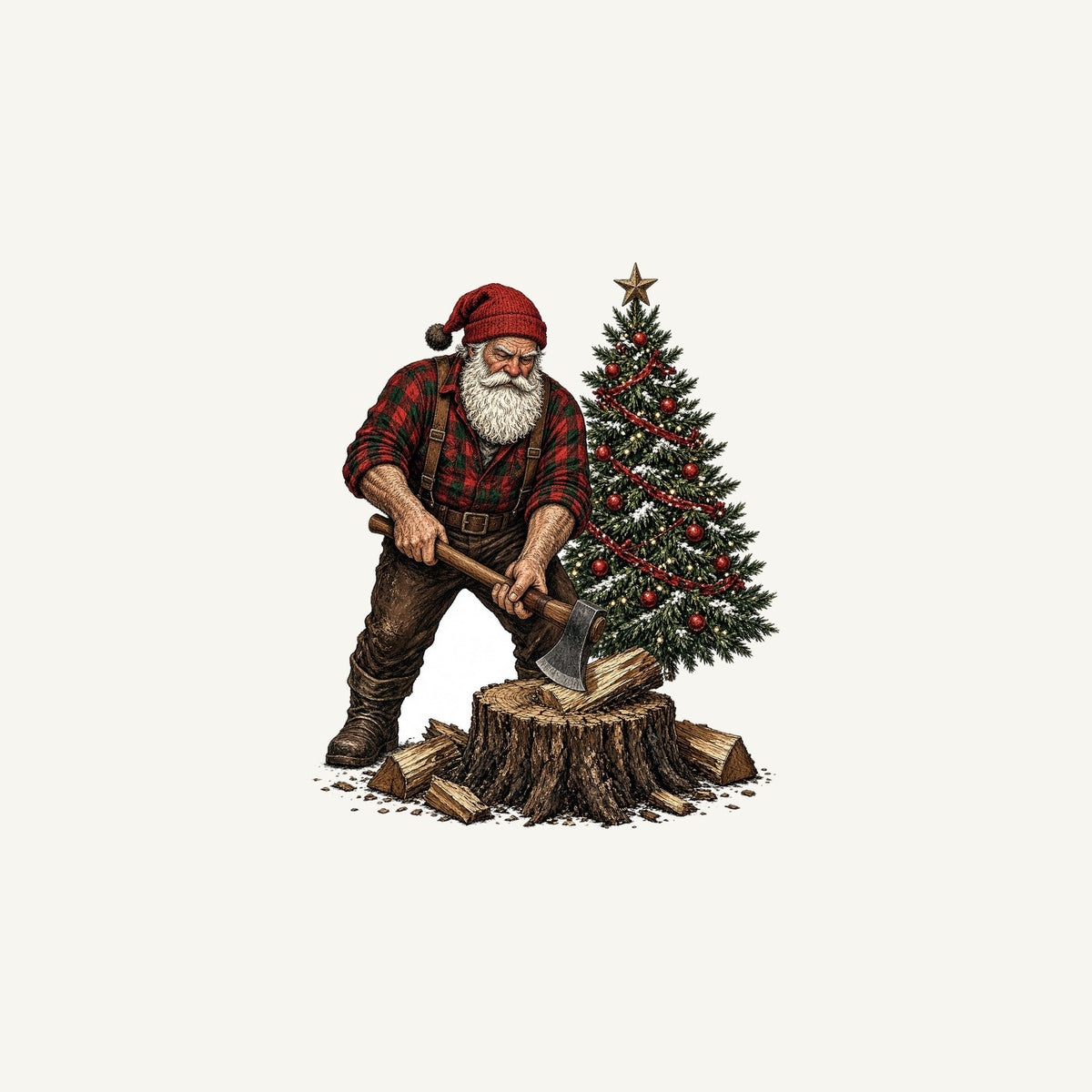 Lumberjack Santa Chopping Wood Personalised Christmas Mug