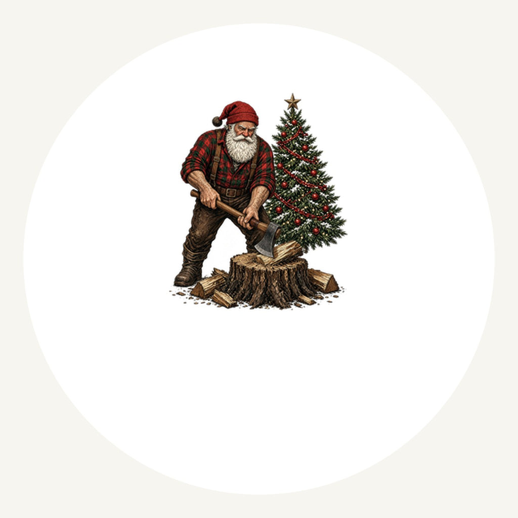 Lumberjack Santa Chopping Wood Personalised Pewter Christmas Ornament