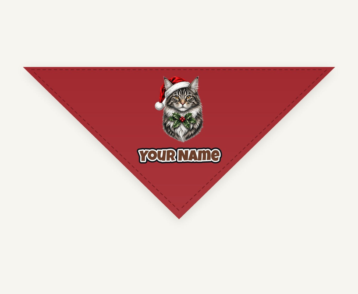 Maine Coon personalised Christmas pet bandana, tie-on style