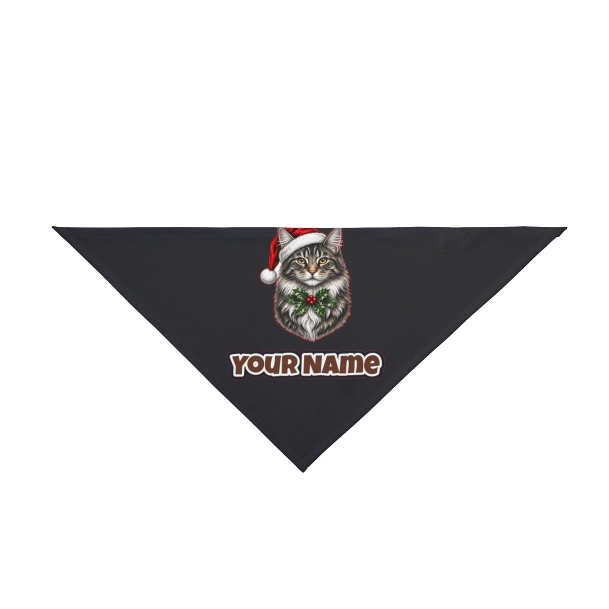 Maine Coon personalised Christmas pet bandana in black, tie-on style