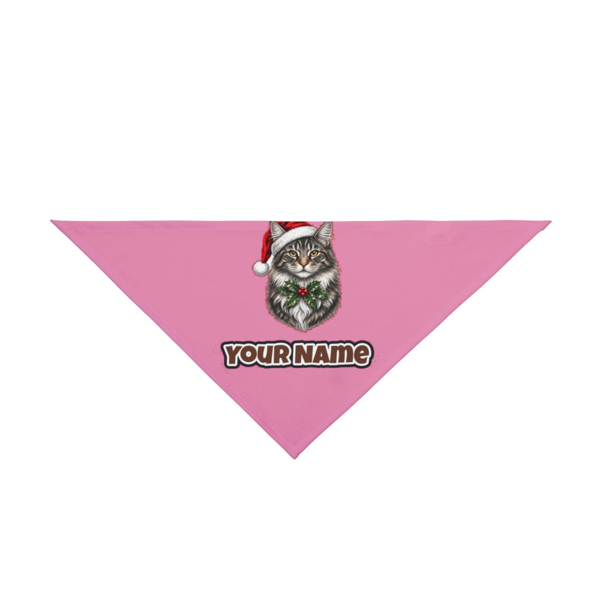 Maine Coon personalised Christmas pet bandana in pink, tie-on style