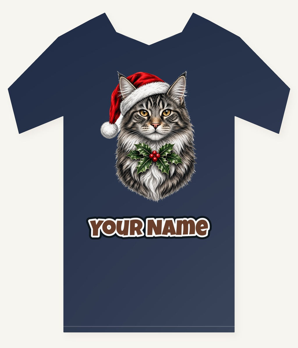 Maine Coon Christmas Personalised Kids Tee and Baby Bodysuit