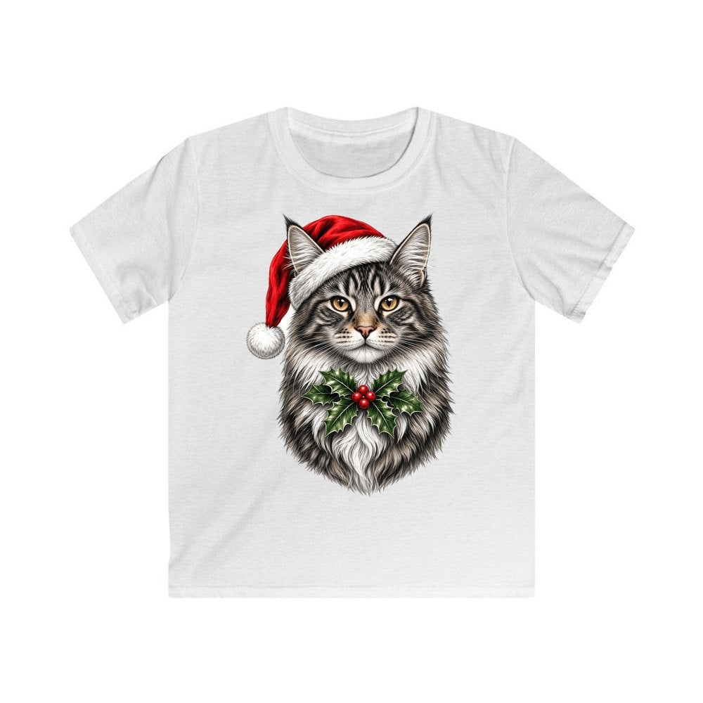 Maine Coon personalised kids Christmas tee in white
