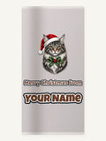 Maine Coon Christmas Personalised Beach Towel