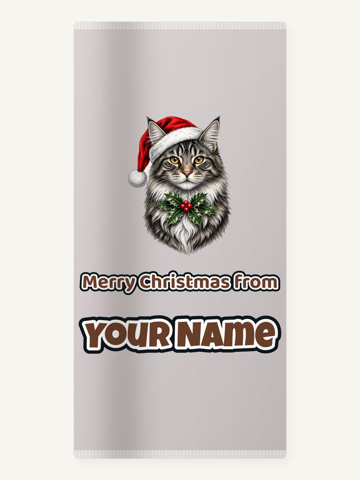 Maine Coon Christmas Personalised Beach Towel