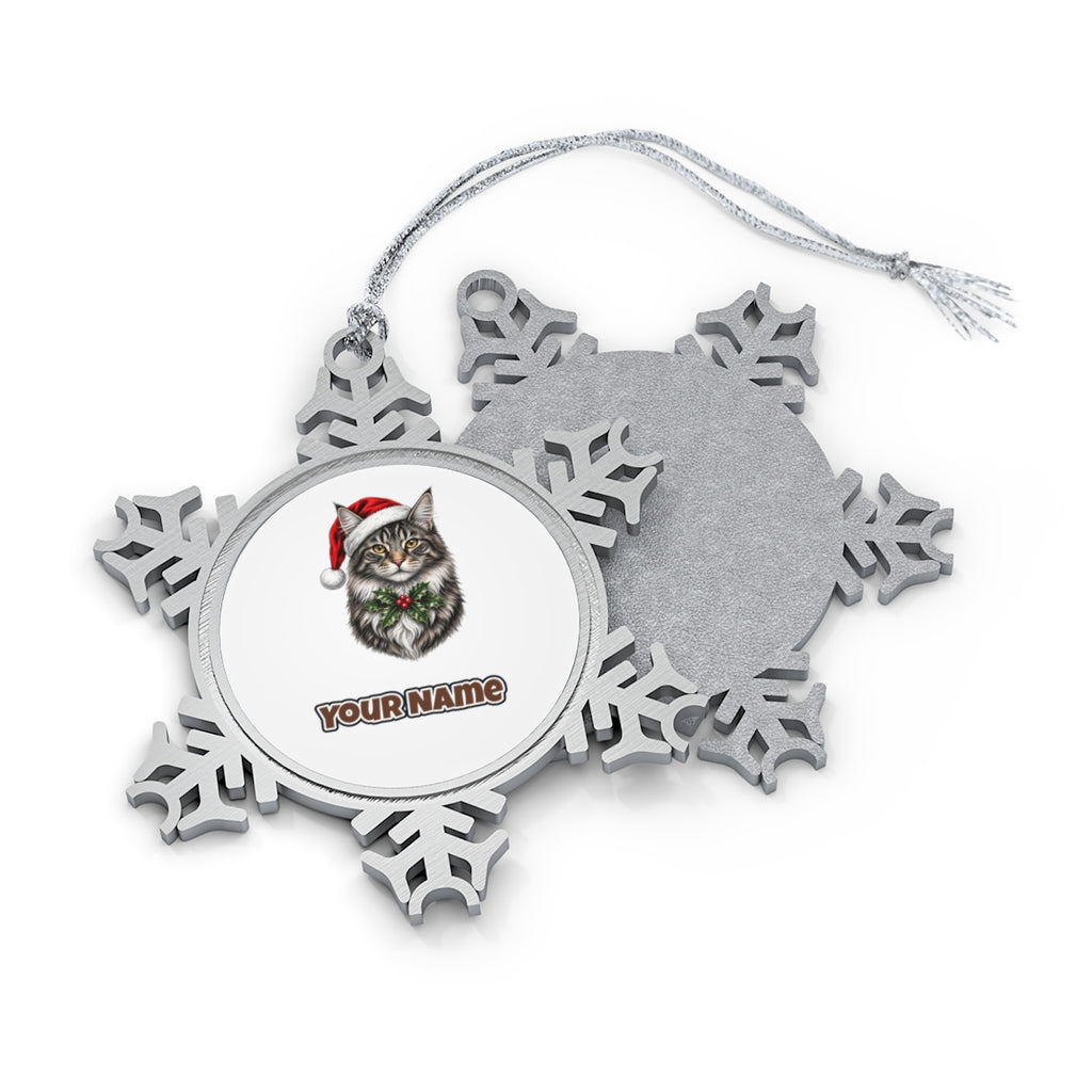 Maine Coon Personalised Pewter Christmas Ornament