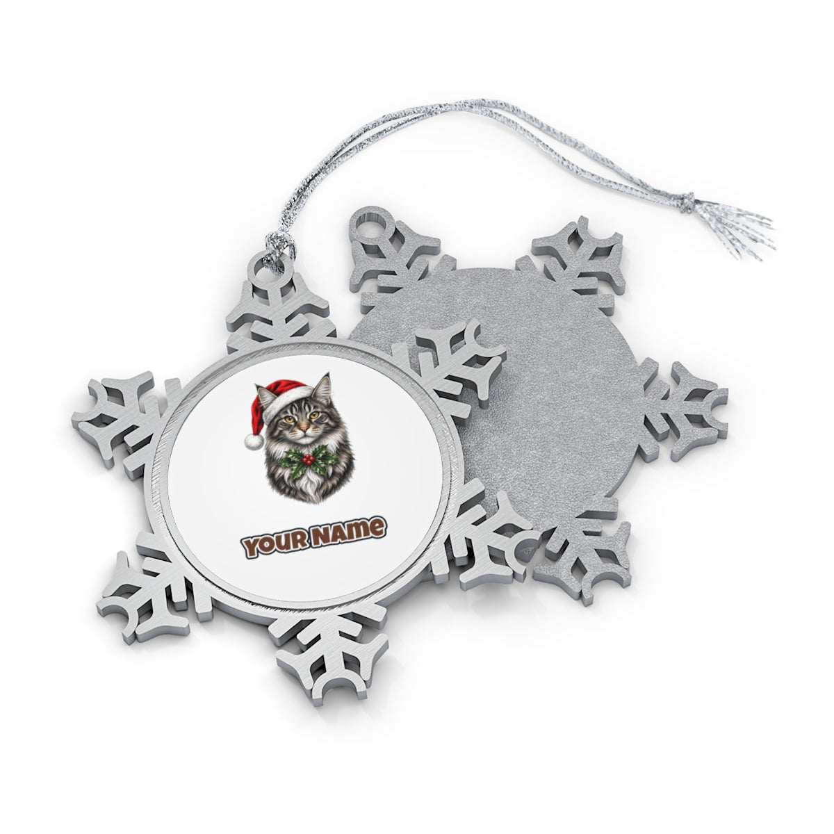 Maine Coon Personalised Pewter Christmas Ornament