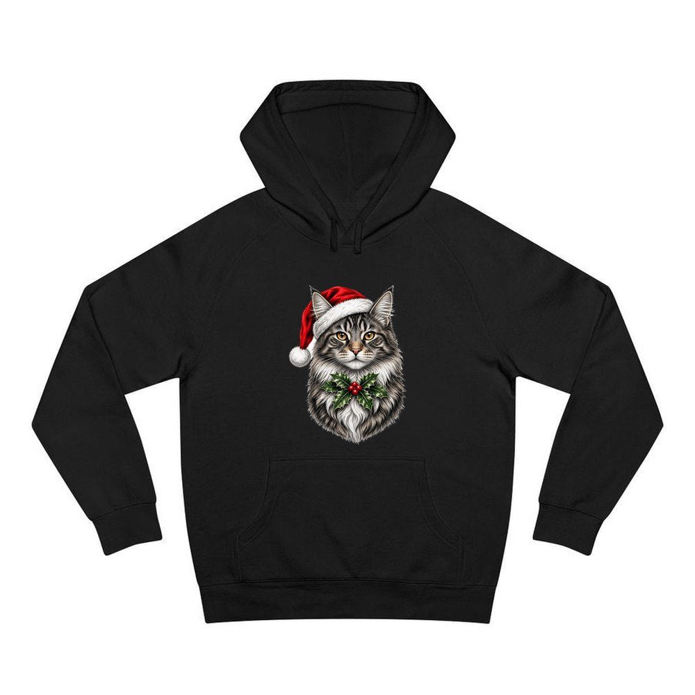 Maine Coon personalised Christmas hoodie in black
