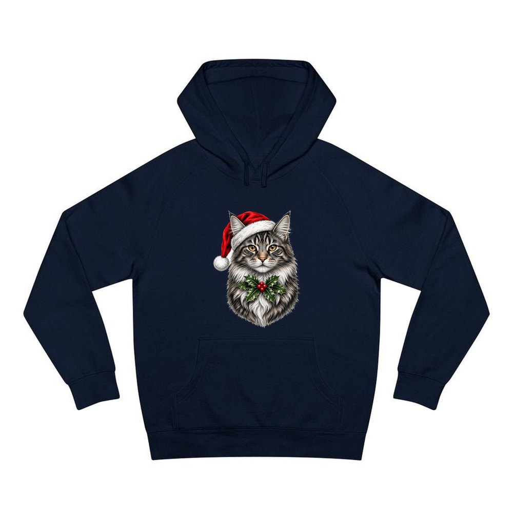 Maine Coon personalised Christmas hoodie in navy