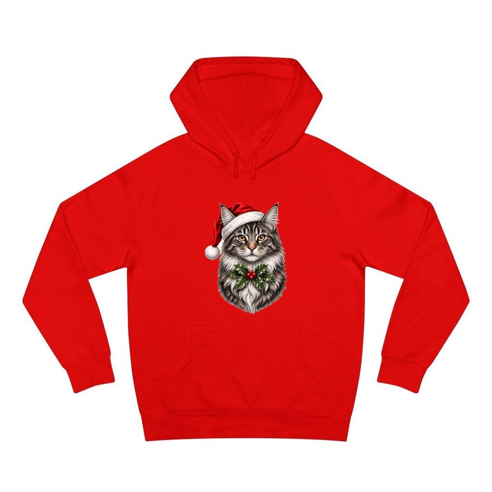 Maine Coon personalised Christmas hoodie in red