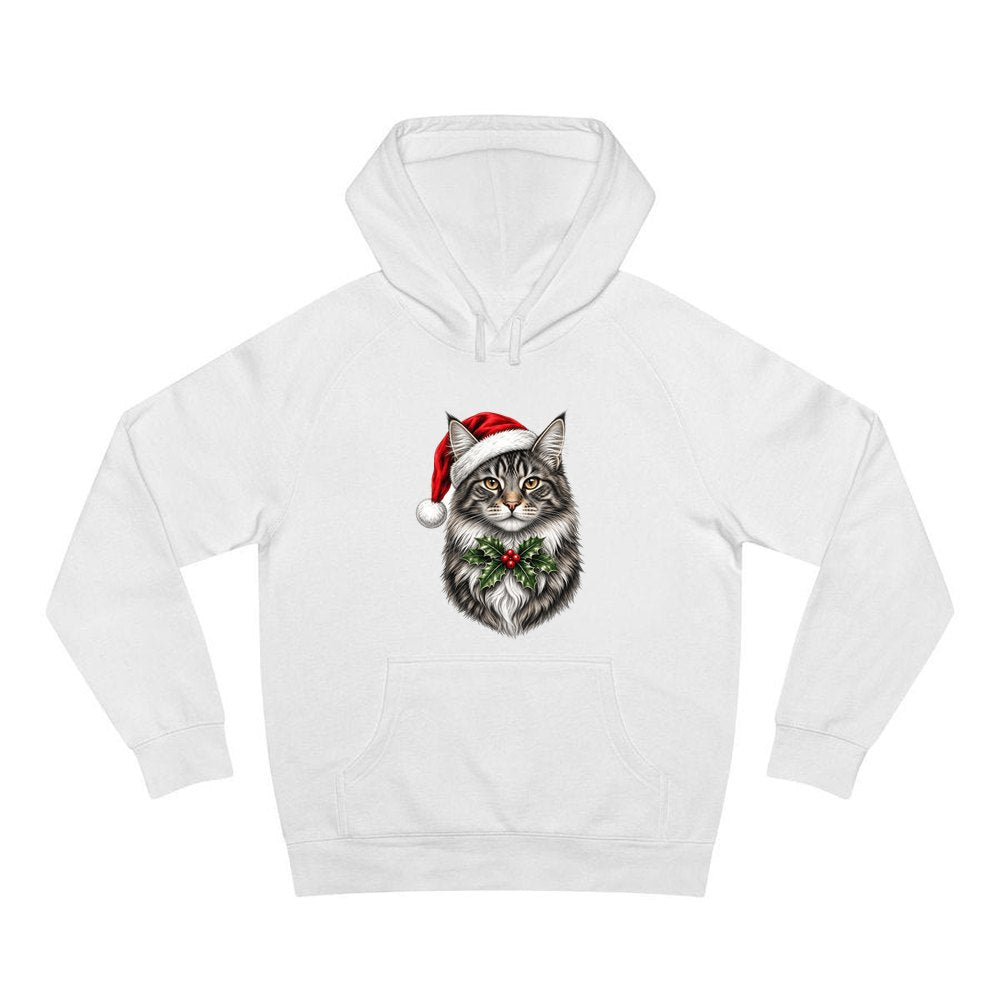 Maine Coon personalised Christmas hoodie in white