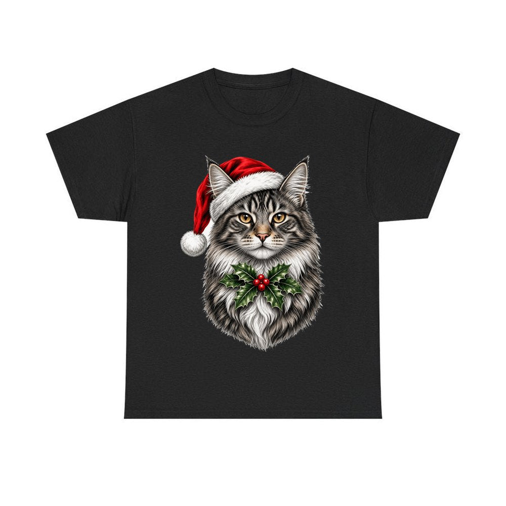Maine Coon personalised Christmas T-shirt in black