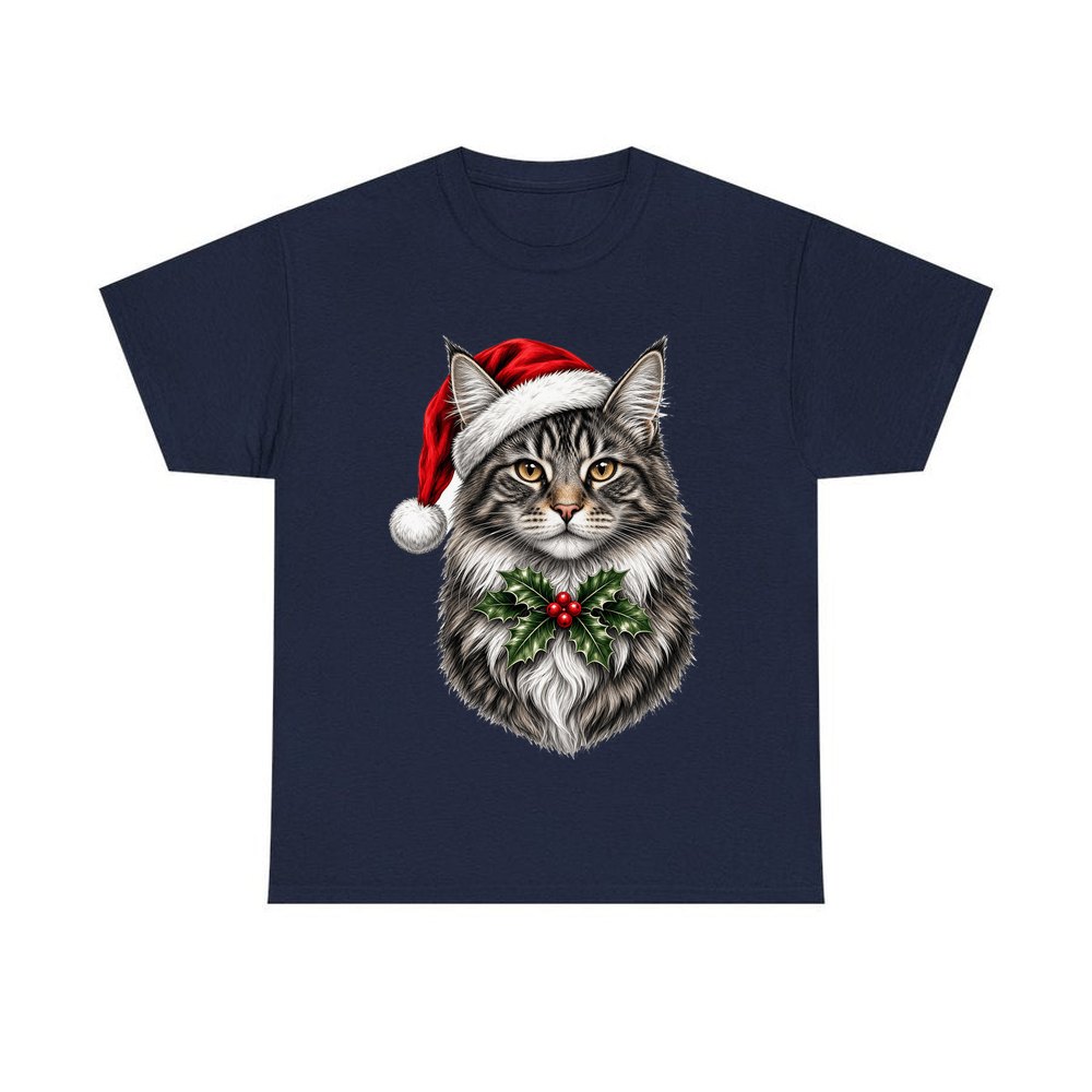 Maine Coon personalised Christmas T-shirt in navy