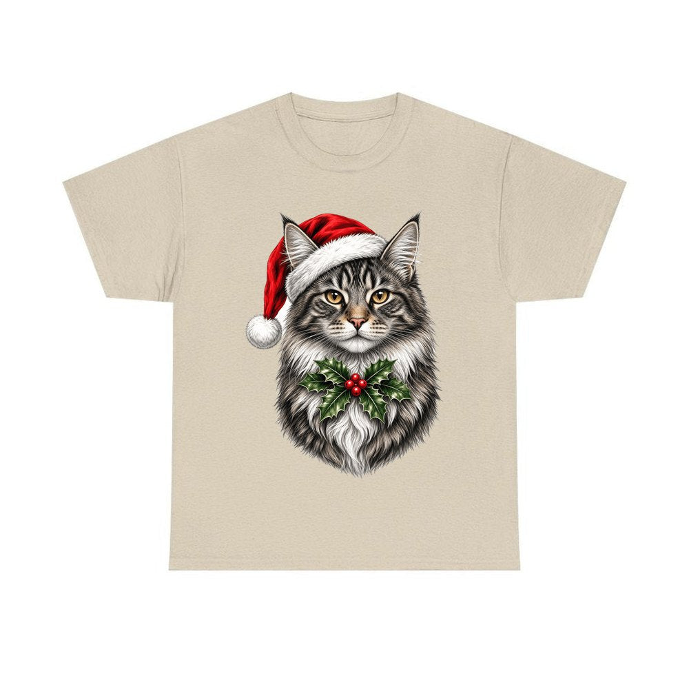 Maine Coon personalised Christmas T-shirt in sand