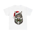 Maine Coon Christmas design on a white tee