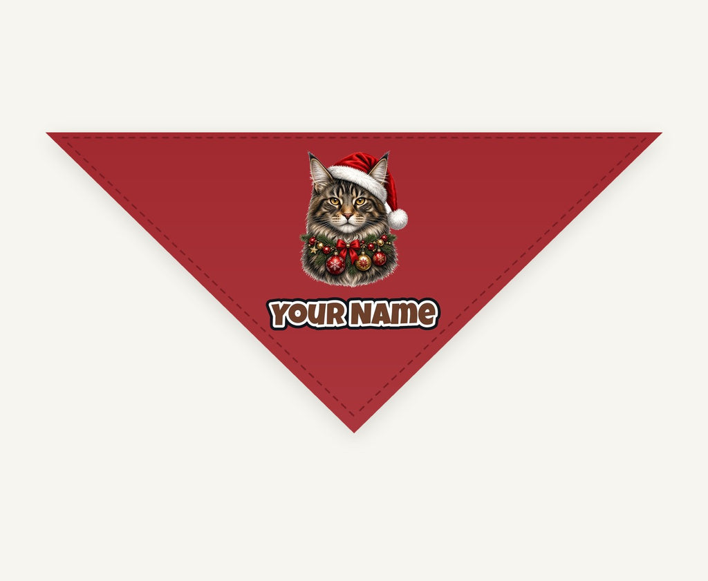 Maine Coon with Baubles personalised Christmas pet bandana, tie-on style