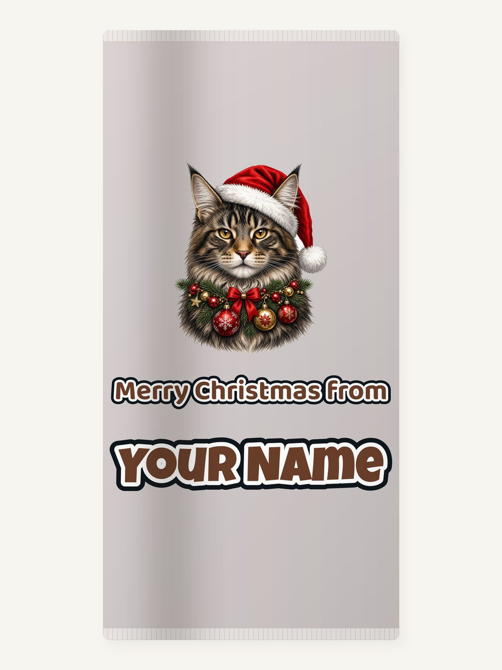 Maine Coon with Baubles Personalised Beach Towel
