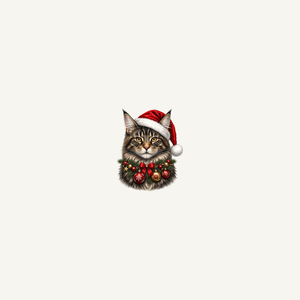 Maine Coon with Baubles Personalised Beach Towel