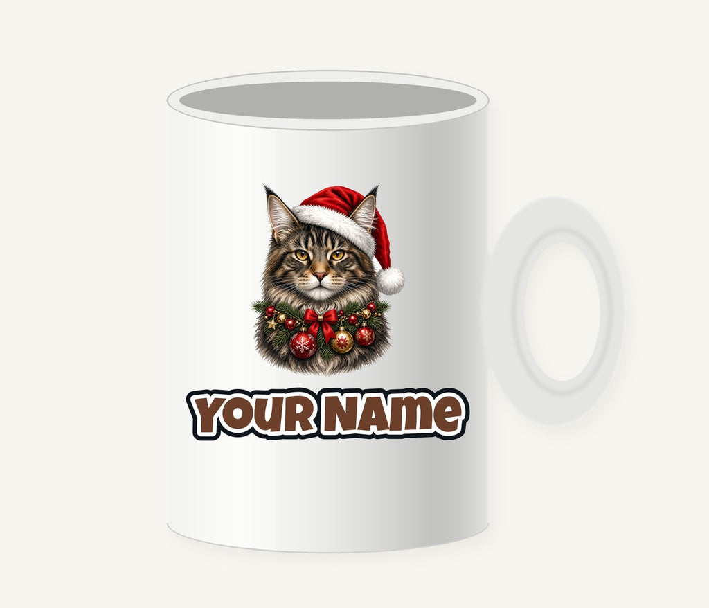 Maine Coon with Baubles Personalised Christmas Mug